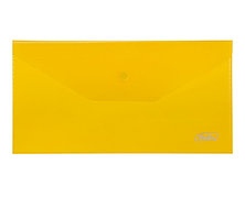 Папка конверт пластиковая на кнопке Hatber С6 224*119мм 180мкм - Желтая