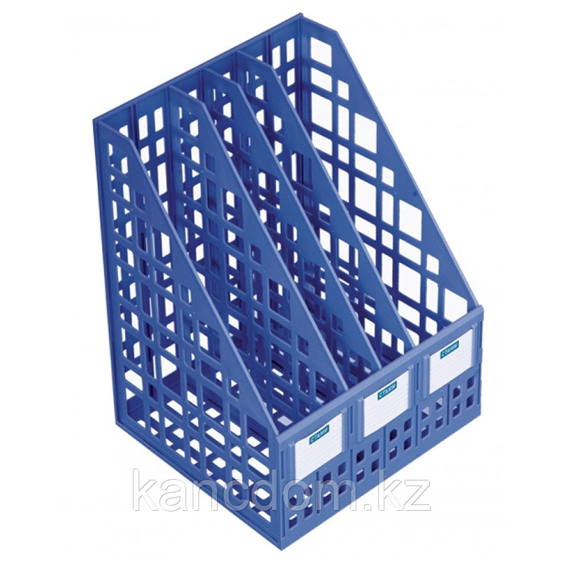Лоток пластиковый вертикальный 4 отделения синий СТАММ ЛТ812