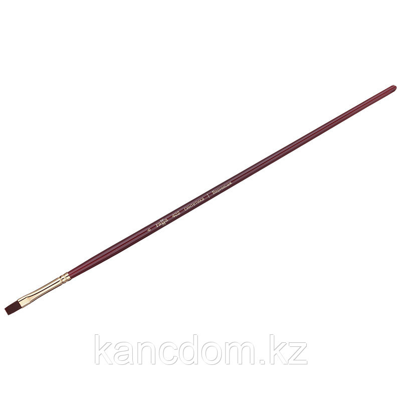 Кисть художественная синтетика бордовая Гамма "Вернисаж", плоская №6, длинная ручка