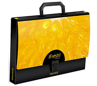 Портфель пластиковый для документов на замке A4 Hatber HD -Ifresh-апельсин