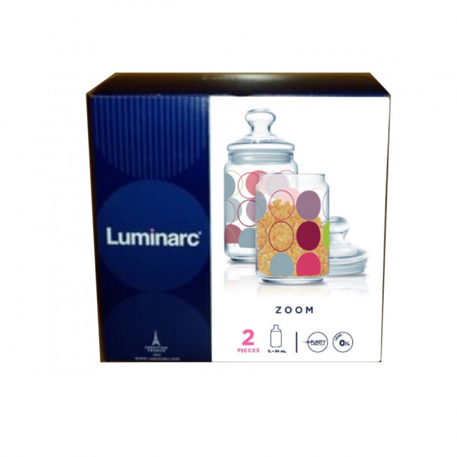 Набор банок для сыпучих Zoom White 1000 мл 2 шт Luminarc (P4475 ) - фото 2 - id-p105909134