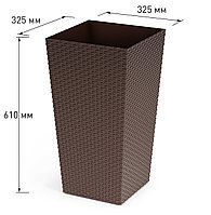 Кашпо "Ротанг" 325х325х610мм, 47л венге (Альтернатива пласт, Россия)