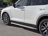 Пороги труба d63 с листом (лист нерж, проф. нерж) (вариант 3)  Mazda CX-5 2017-по н.в