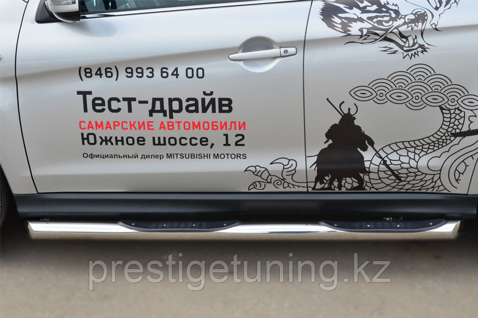 Пороги труба d76 с накладкой (вариант 1) Mitsubishi ASX 2012-16 - фото 3 - id-p105911867