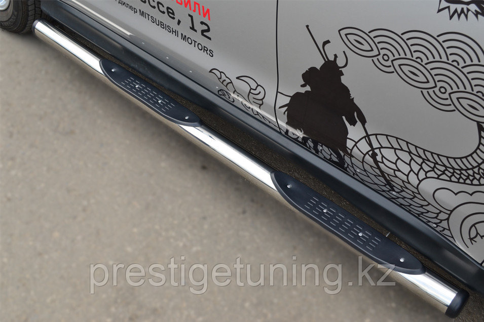 Пороги труба d76 с накладкой (вариант 2) Mitsubishi ASX 2012-16 - фото 1 - id-p105911868