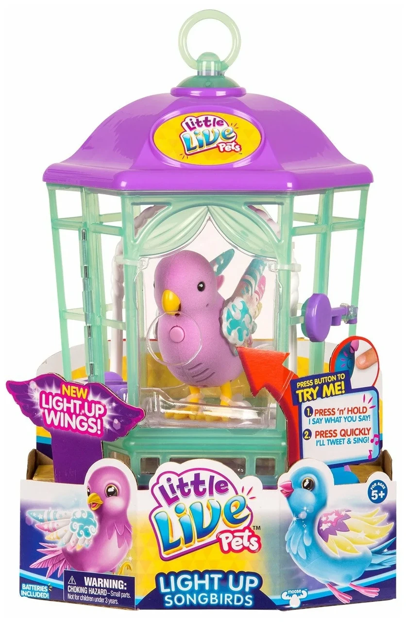 Интерактивная игрушка Птичка с клеткой со светящимися крылышками LITTLE LIVE PET - фото 1 - id-p105912423
