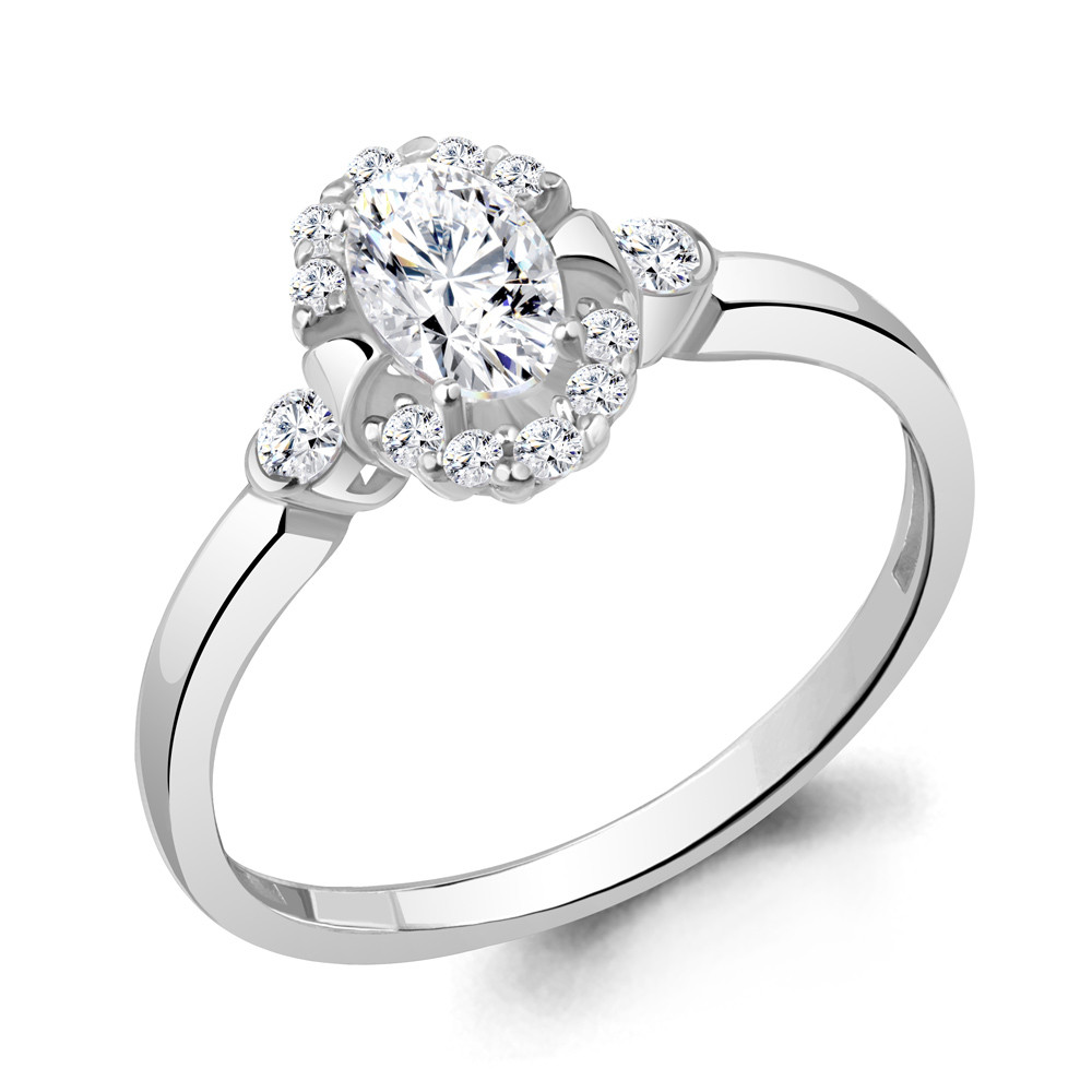 Серебряное кольцо  Фианит Aquamarine 67375А.5 покрыто  родием