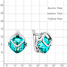 Серьги классика из серебра  Нанотурмалин Aquamarine 4737088.5 покрыто  родием, фото 2