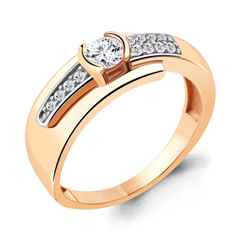Серебряное кольцо  Фианит Aquamarine 666511А.6 позолота