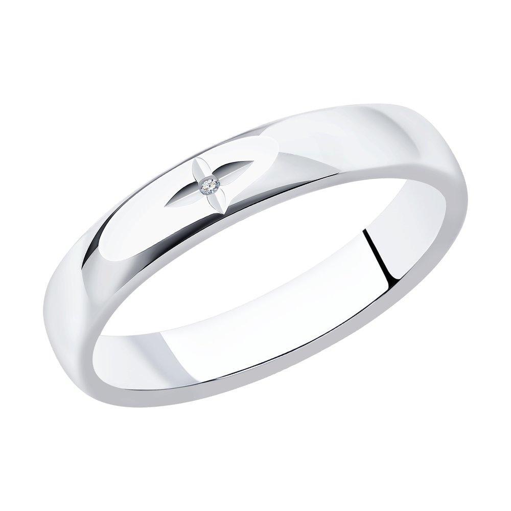 Кольцо из серебра с натуральным бриллиантом - р.19,5