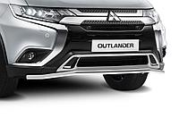 Защита переднего бампера d42 волна длинная + комплект крепежа RIVAL Mitsubishi Outlander 2015-2018