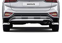 Защита заднего бампера d57 Уголки + комплект крепежа RIVAL Hyundai SantaFe 2018-2021