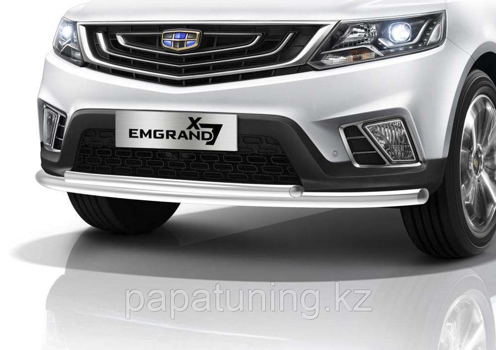 Защита переднего бампера d57+d42 + комплект крепежа Rival Geely Emgrand X7 2018- - фото 1 - id-p105899689