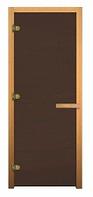 Дверь Бронза матовое 1900х680, 6 мм, 2 петли, коробка осина, Банный Эксперт правая