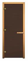 Дверь Бронза матовое 1900х680, 8 мм, 3 петли, коробка осина, Банный Эксперт правая