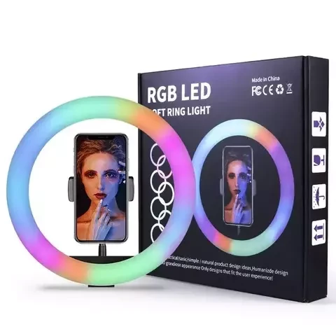 Кольцевая RGB-лампа с МУЛЬТИ-режимами для селфи и тик-тока со штативом Soft Ring Light (33 см) - фото 2 - id-p106000707