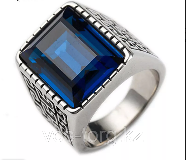 Перстень-печатка с ониксом "Big boss" синий - фото 1 - id-p106004253