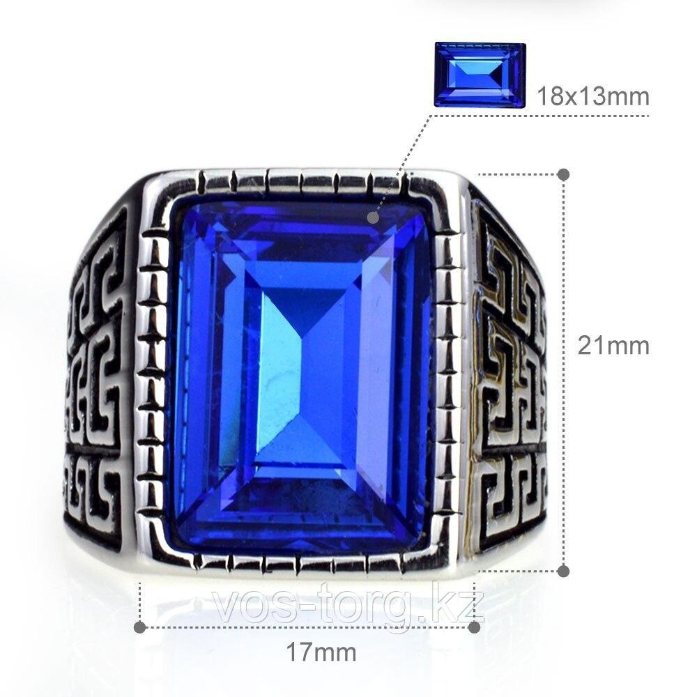 Перстень-печатка с ониксом "Big boss" синий - фото 2 - id-p106004253