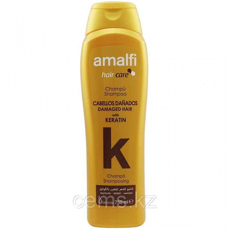 AMALFI шампунь Кератиновый "Keratin damaged hair argan", для поврежденных волос 750мл