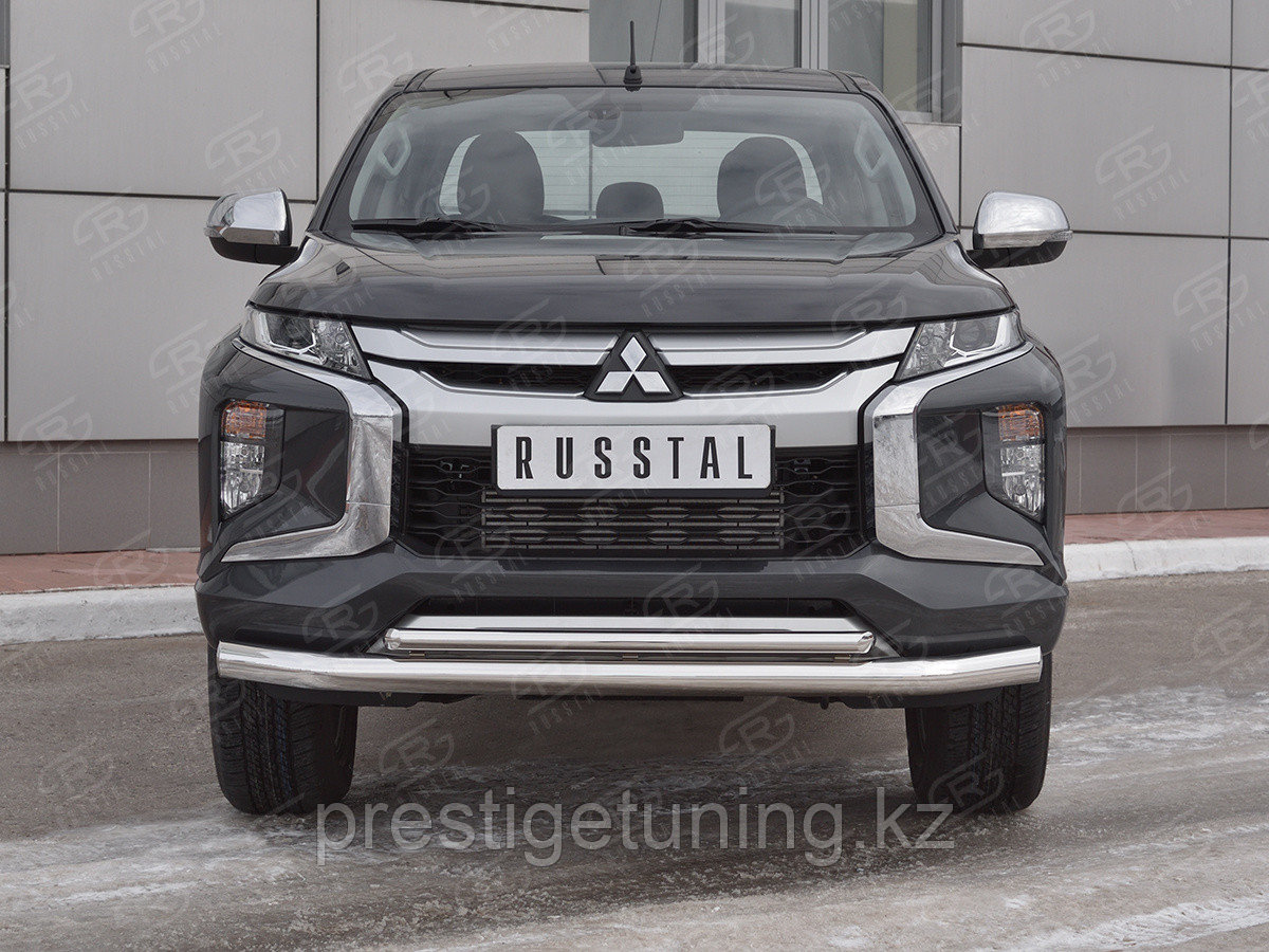 Защита переднего бампера d76 секции-d42 дуга Mitsubishi L200 2018-по н.в - фото 1 - id-p106004628