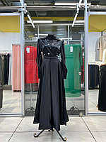 Женское платье черного цвета украшено камнями. Размеры 40,42 (+6). Производство Турция.