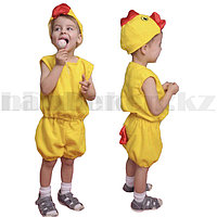 Костюм детский карнавальный Цыпленок кофточка шорты с хвостом и шапка желтый