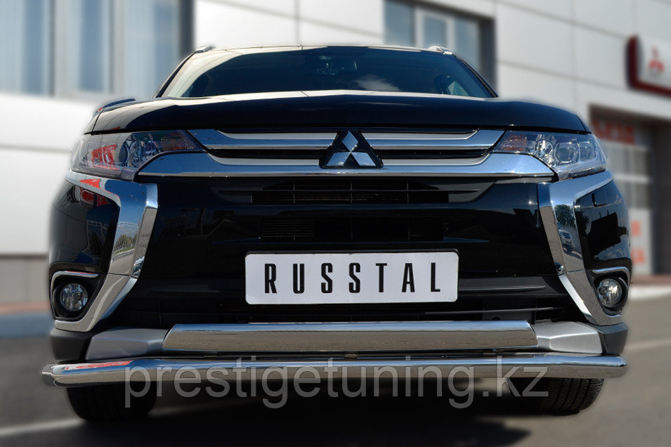 Защита переднего бампера d63 (секции) d75х42 (дуга)  Mitsubishi Outlander 2015-18