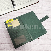 Блокнот в клеточку эко-кожа 21 на 14 темно-зеленый