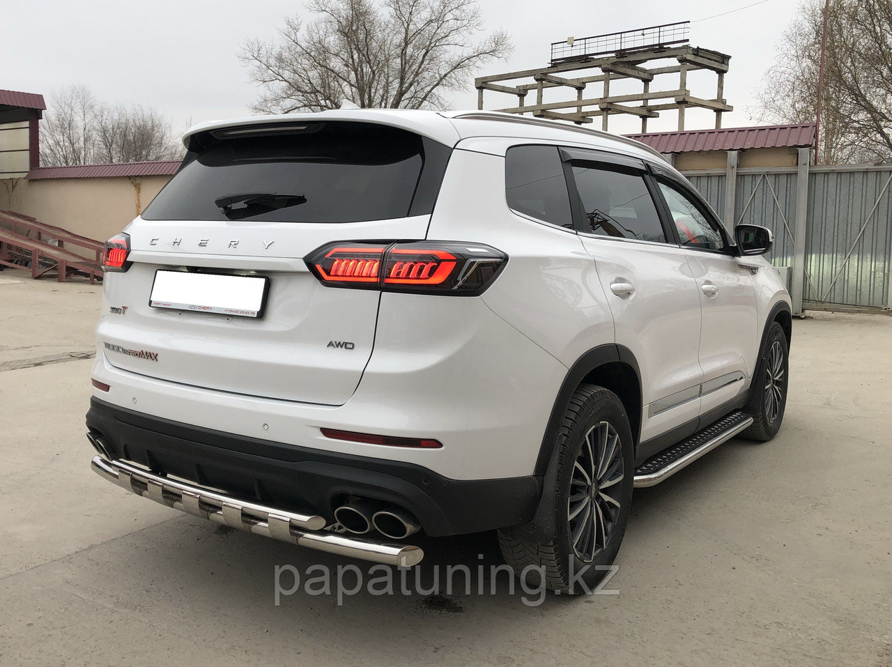 Пороги с накладным листом Папа Тюнинг d53 для Chery Tiggo 8 Pro Max 2022- - фото 3 - id-p106016124