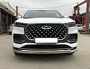 Защита переднего бампера двойная Папа Тюнинг d60/42 для Chery Tiggo 8 Pro Max 2022-