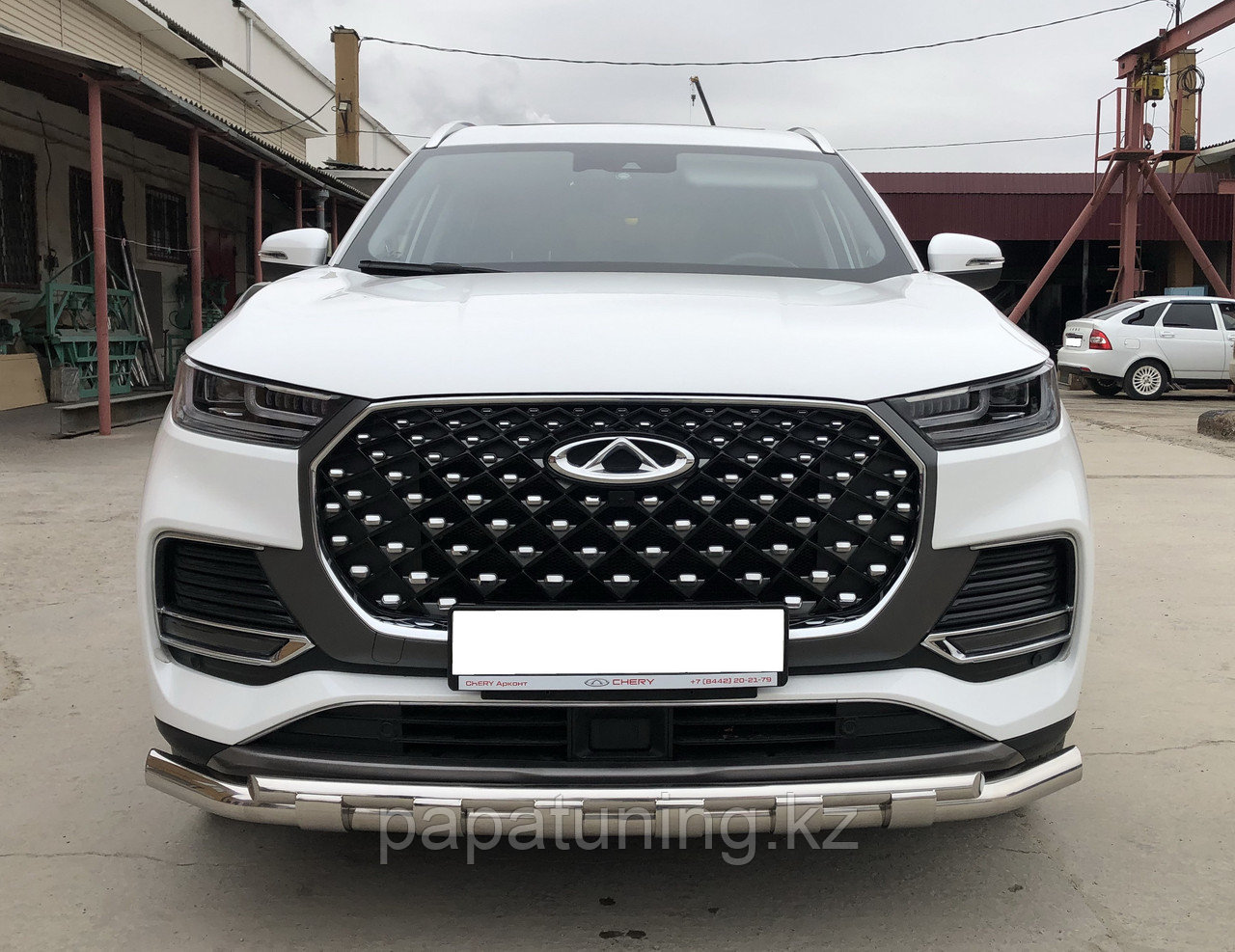 Защита переднего бампера двойная с перемычками Папа Тюнинг d60/42 для Chery Tiggo 8 Pro Max Рестайлинг 2024-, фото 1