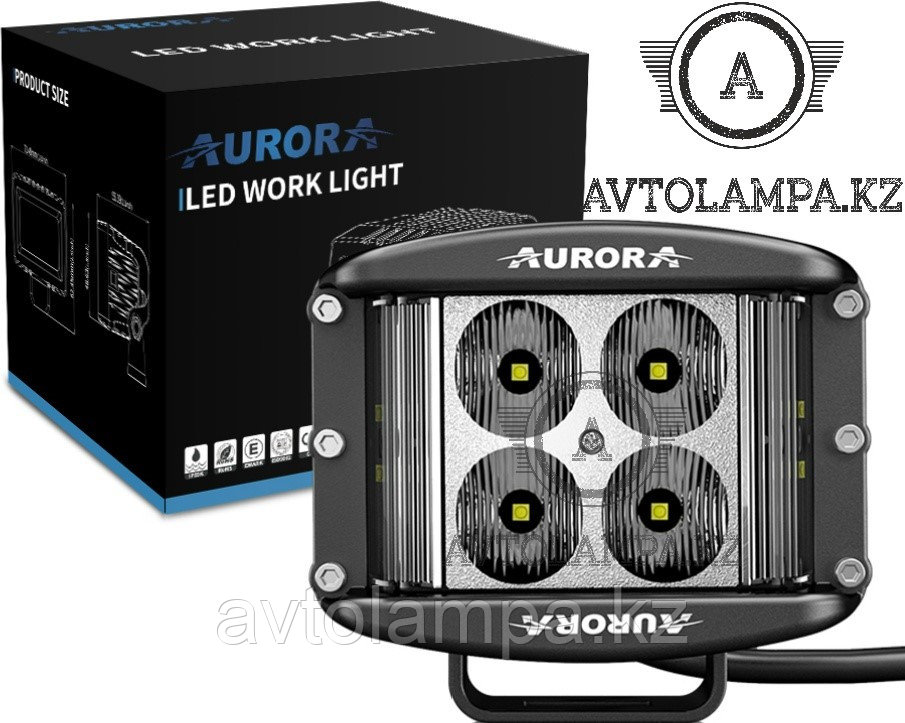 Фара белого света ALO-2-E4E15J Ближний свет, рабочее освещение, квадратная фары Aurora 1шт, фото 1