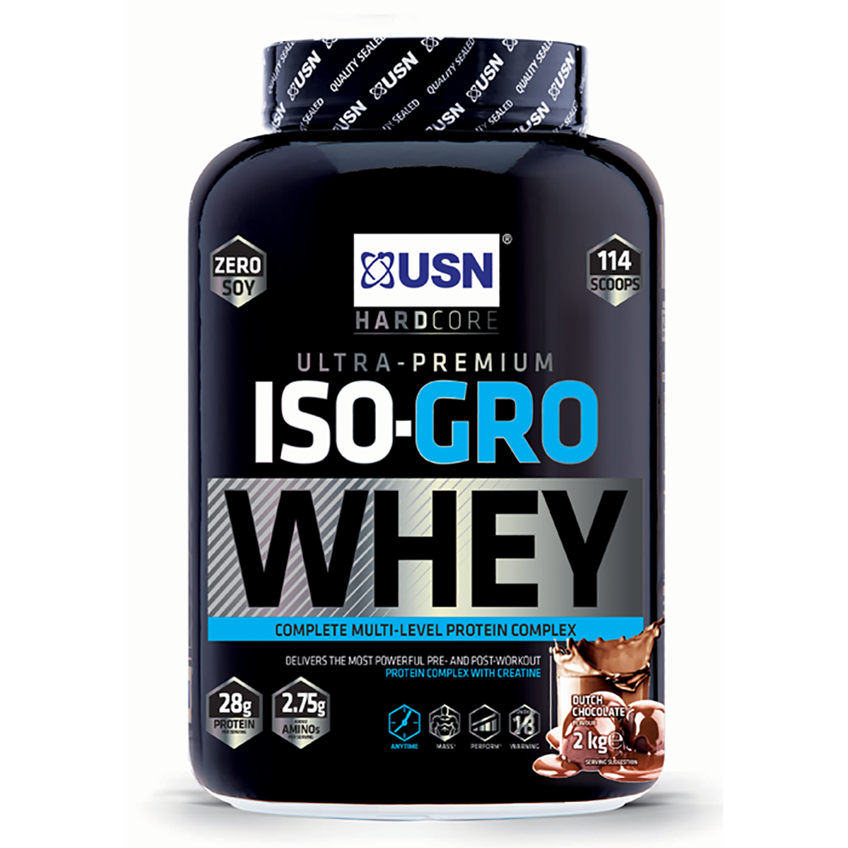 Протеин ISO-GRO Whey, 2 kg, USN Dutch chocolate - фото 1 - id-p106027230