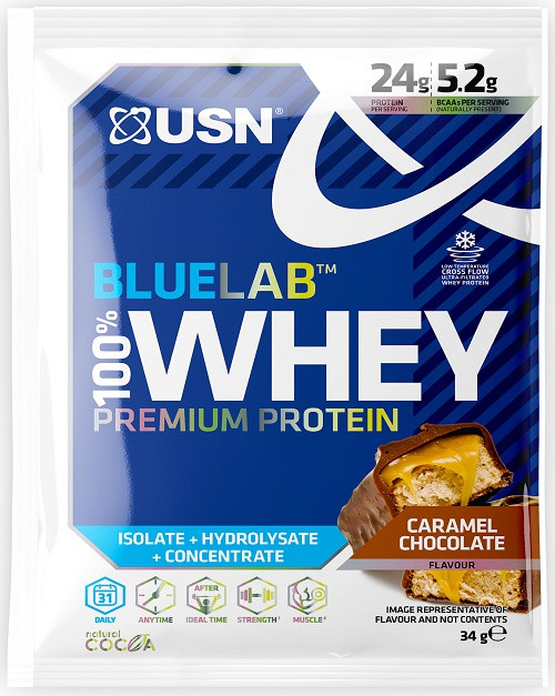 BlueLab 100% Whey, 34 g, USN Caramel chocolate - фото 1 - id-p106027234