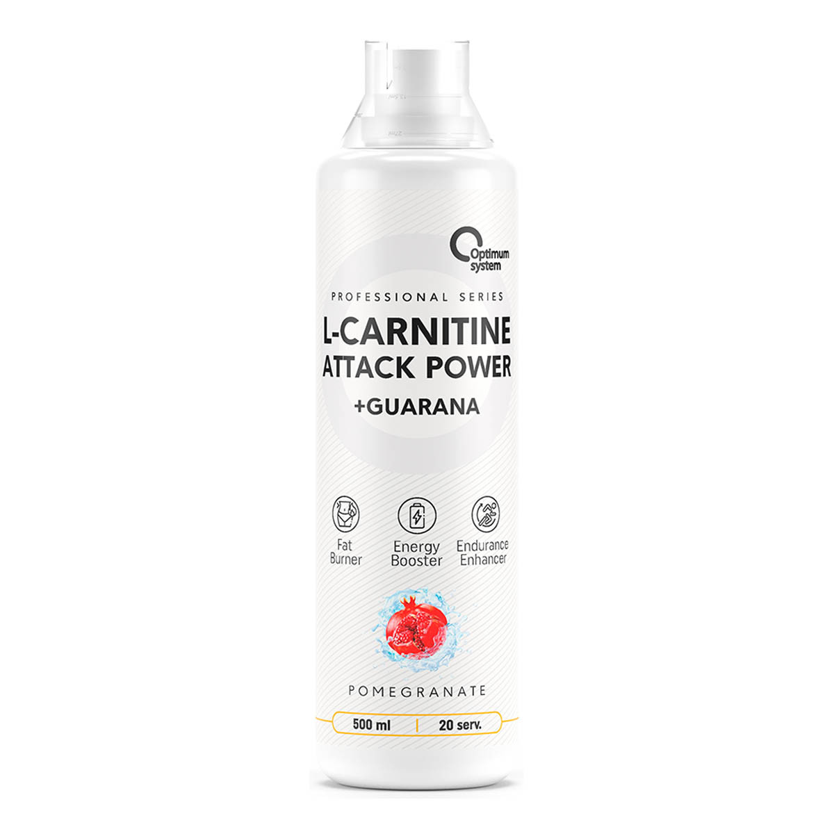L-Carnitine Attack Power + Guarana, 500 ml, Optimum system Pomegranate - фото 1 - id-p106027644