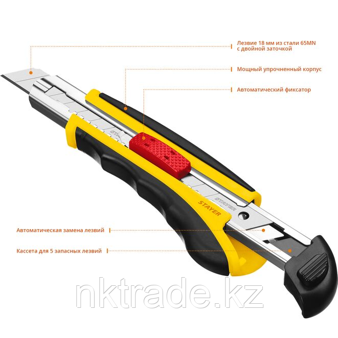 Набор STAYER Нож "PROFI" с запасными сегмент. лезвиями, 18 мм (09165_z01) - фото 3 - id-p61493311