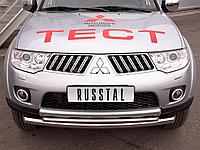 Защита переднего бампера d76/42 Mitsubishi Pajero Sport 2008-13