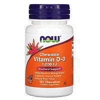 Vitamin D-3 1000 iu, 180 chewables, NOW