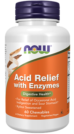 Acid Relief with Enzymes, 60 chewables, NOW, фото 1