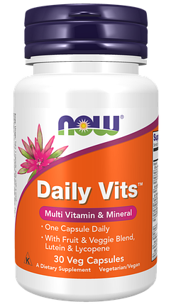 Daily Vits, 30 veg.caps, NOW, фото 1