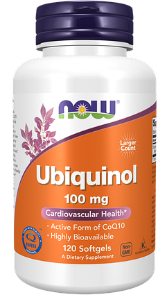 БАД Ubiquinol 100 mg, 120 softgels, NOW, фото 1