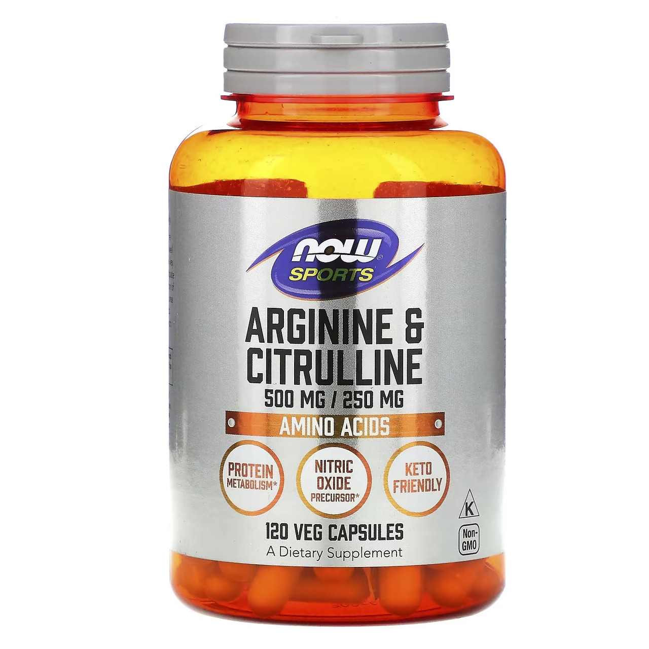 БАД Arginine 500 mg & Citrulline 250 mg, 120 veg.caps, NOW - фото 1 - id-p106035385
