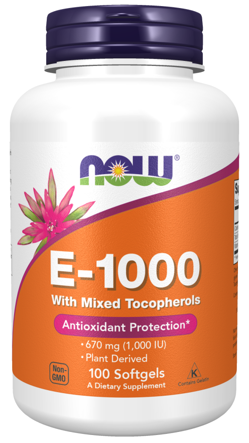 E-1000 with Mixed Tocopherols, 100 softgels, NOW