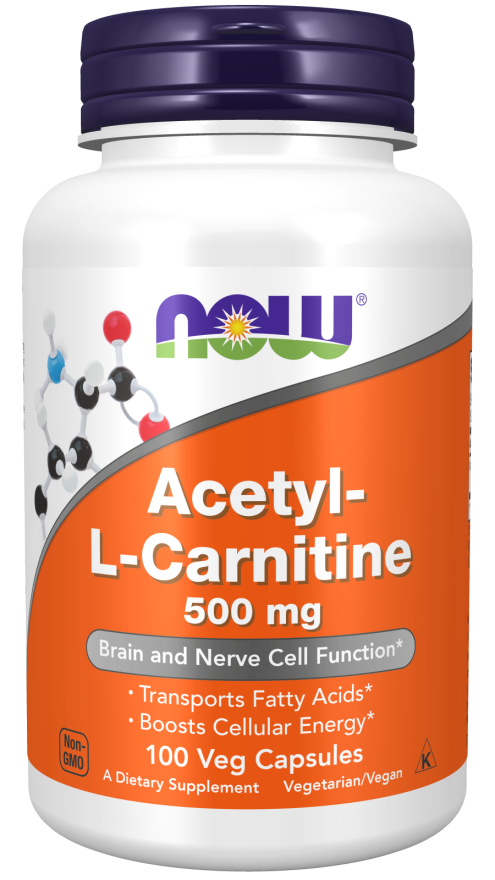 Acetyl-L-Carnitine 500 mg, 100 veg caps, NOW - фото 1 - id-p106035103