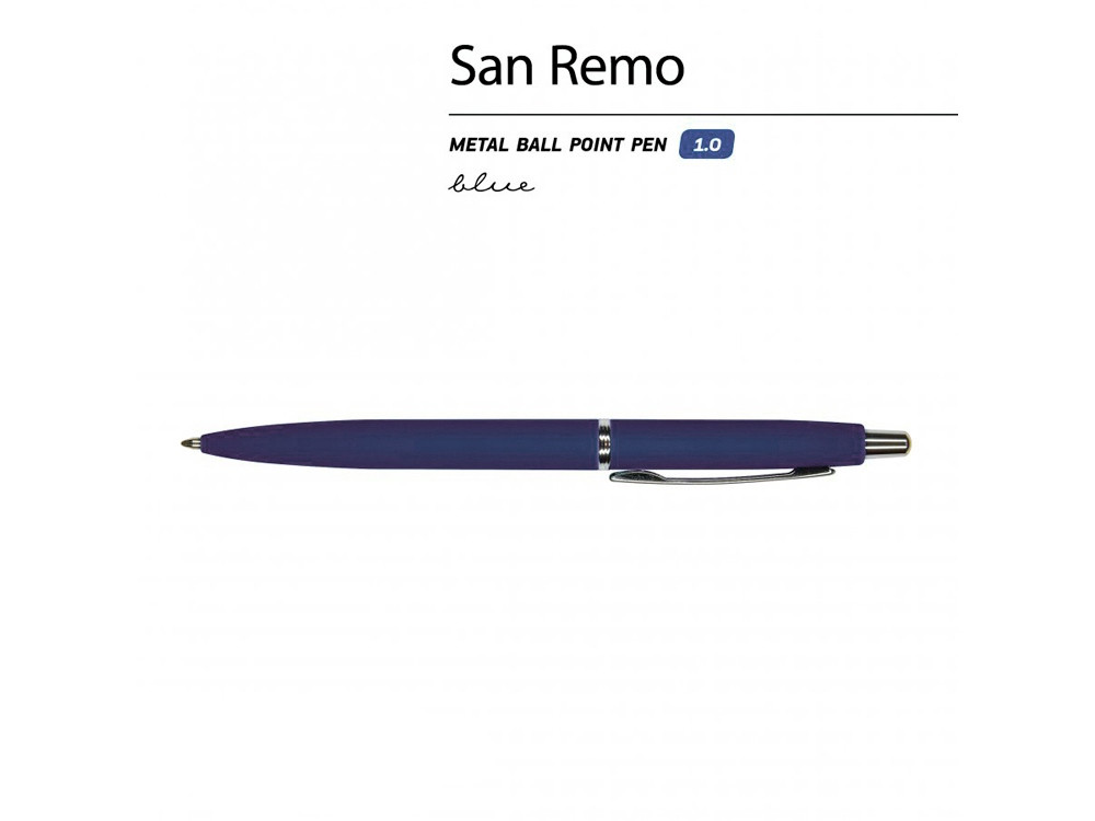 Ручка металлическая шариковая San Remo, 1,0мм, синие чернила, ярко-синий - фото 2 - id-p106044741