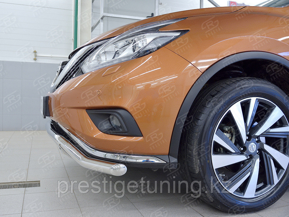 Защита переднего бампера d63 волна с надписью Nissan Murano 2014-по н.в - фото 4 - id-p106046196