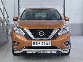 Защита переднего бампера d63 волна с надписью Nissan Murano 2014-по н.в