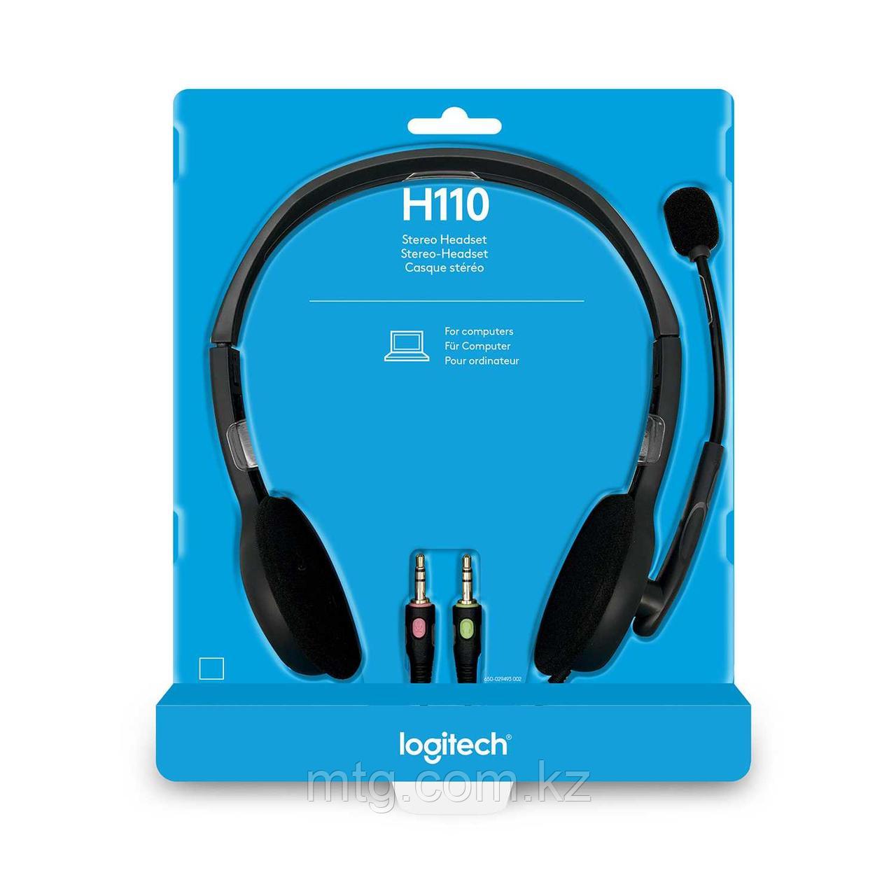 Гарнитура Logitech H110 (2 x 3.5мм, кабель 1.8м) (M/N: A-00021) - фото 3 - id-p106046462