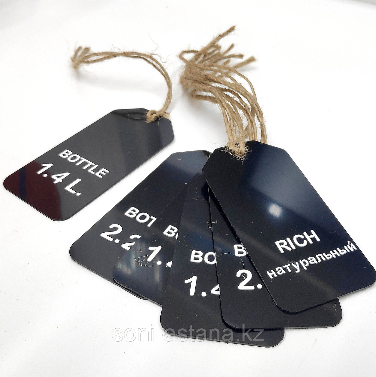 Бирка многоразовая, черная, глянцевая (пластик) 90х45мм, фото 1