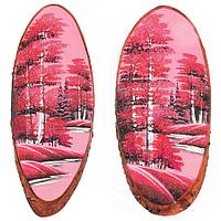 Панно на срезе дерева "Розовый закат" 80-85 см каменная крошка 120836
